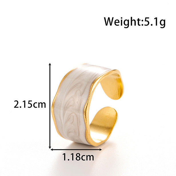 Wholesale Titanium Steel Oil Dropping Wave Adjustable Opening Ring