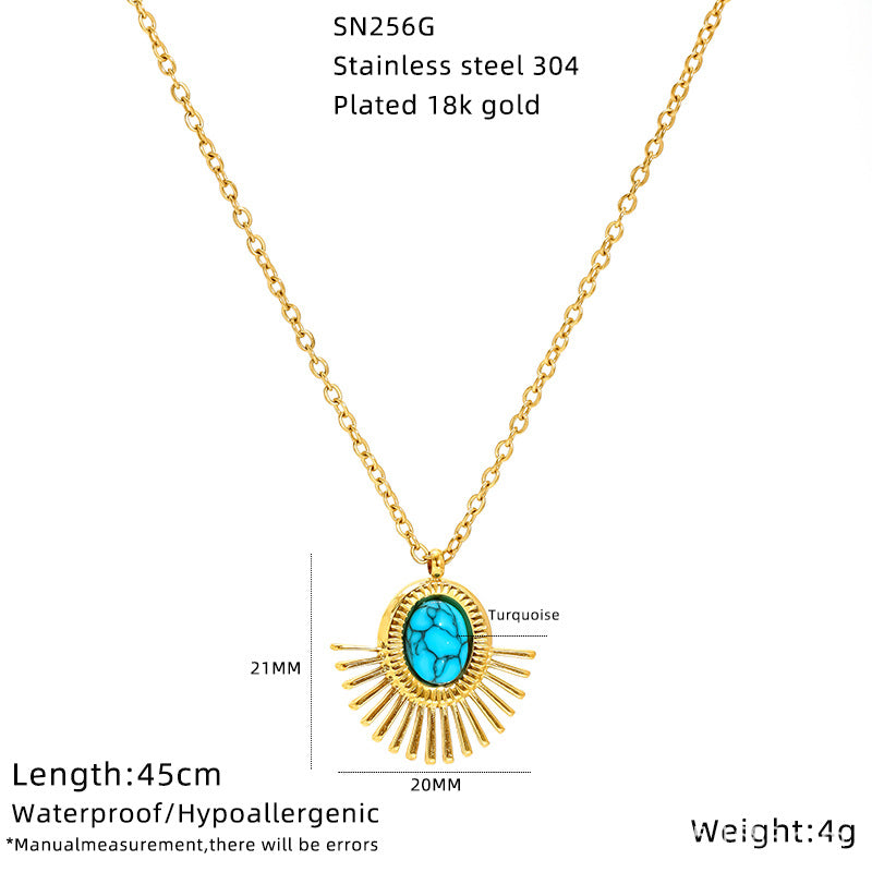 Wholesale Titanium Steel Sunflower Devil' s Eye Necklace Pendant for Everyday Wear Boutique Jewelry Accessory