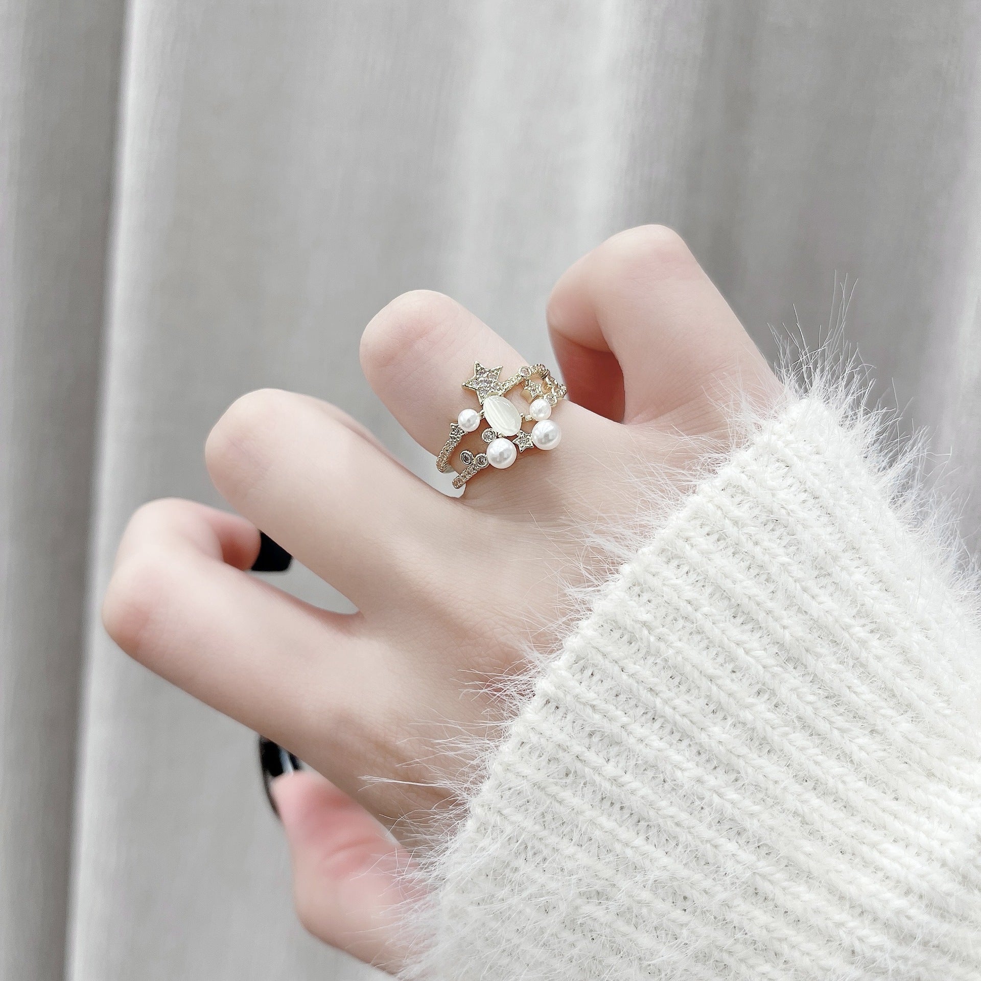 Wholesale Pearl Zircon Layer Ring