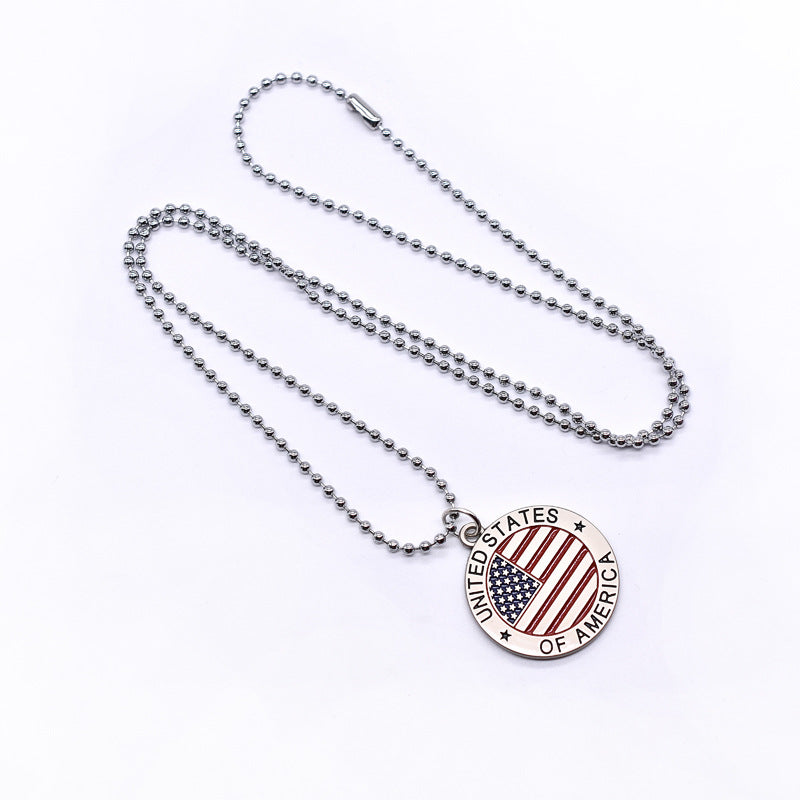 Wholesale  Independence Day American flag zinc alloy necklace