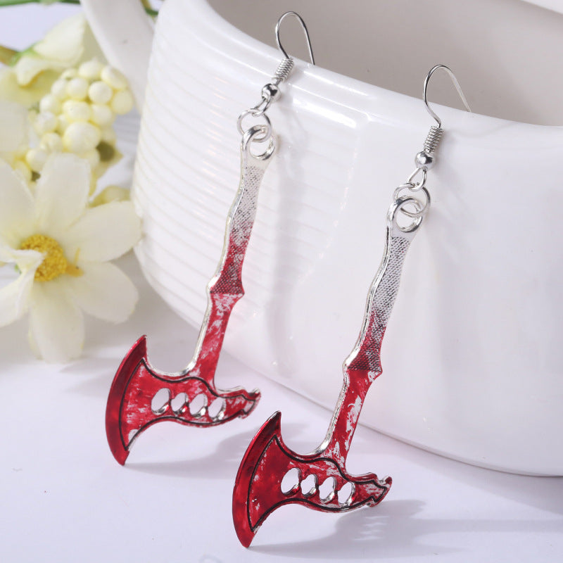 Wholesale 2 Pairs/Pack Halloween Scissors Axe Alloy Earrings ACC-ES-HY167