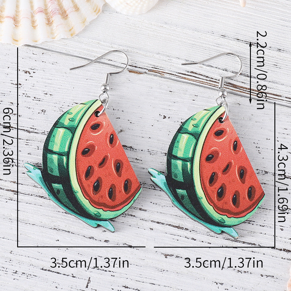 Wholesale Summer Watermelon Lemon Pineapple Cherry Wood Double-sided Earrings ACC-ES-ChuLian053