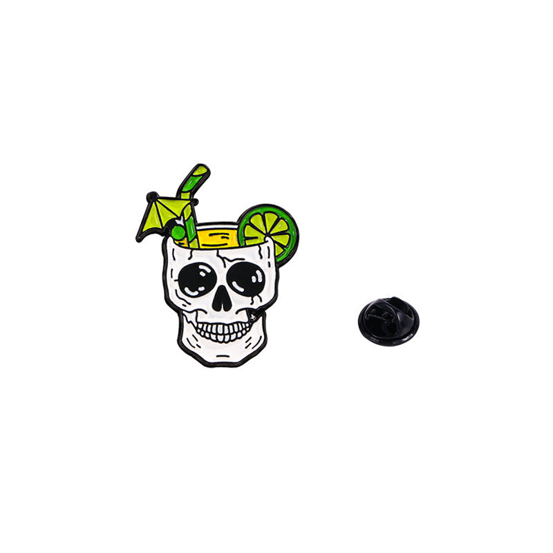Wholesale Zinc Alloy Skull Water Bottle Brooch Pin Funny  Badge For Boutique Resale