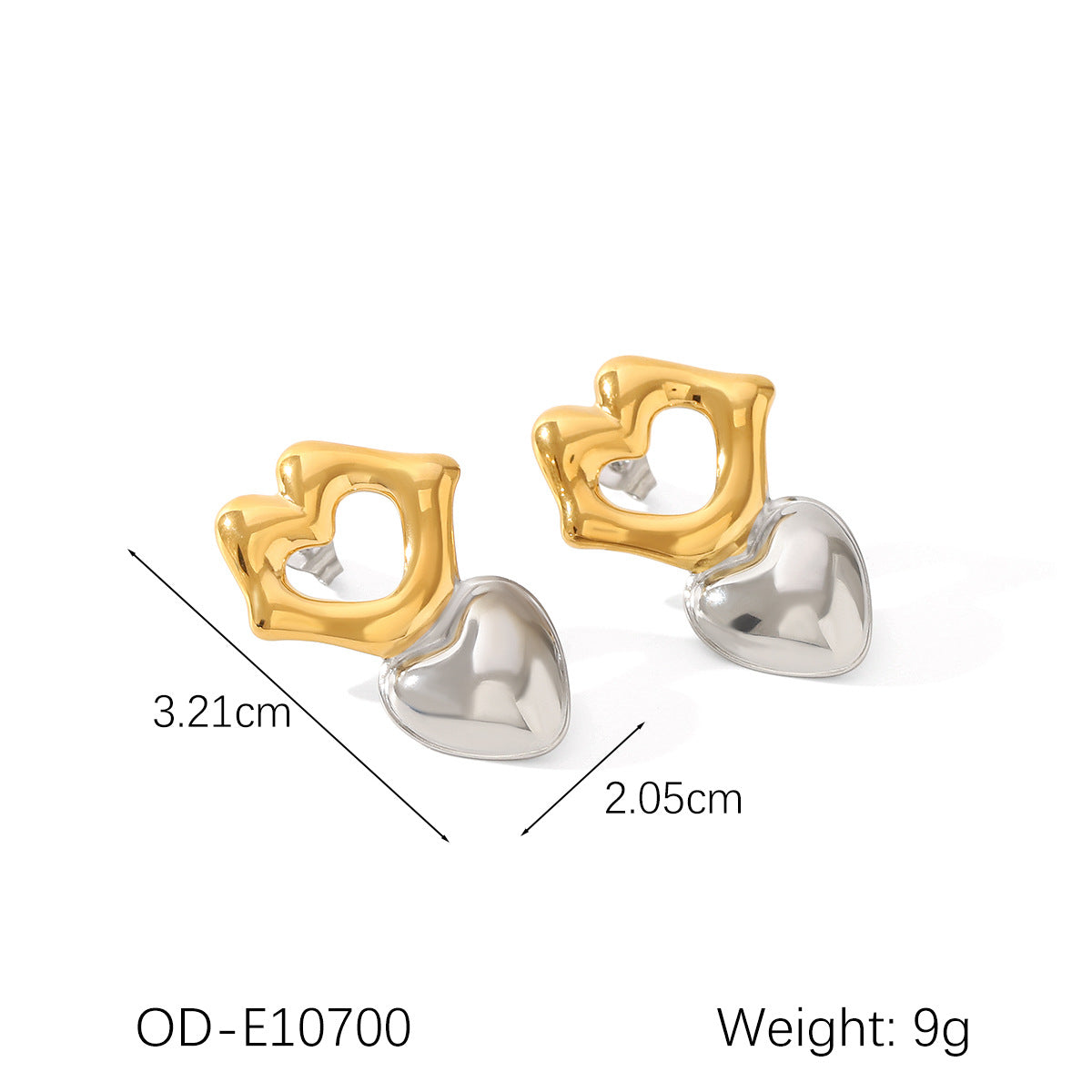 Wholesale  retro stainless steel heart-shaped earrings