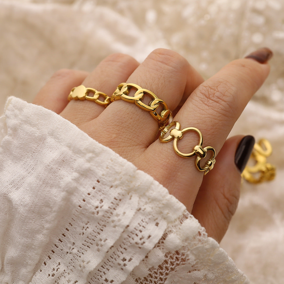 Wholesale Titanium steel opening ring plated 14k real gold Non-fading ring