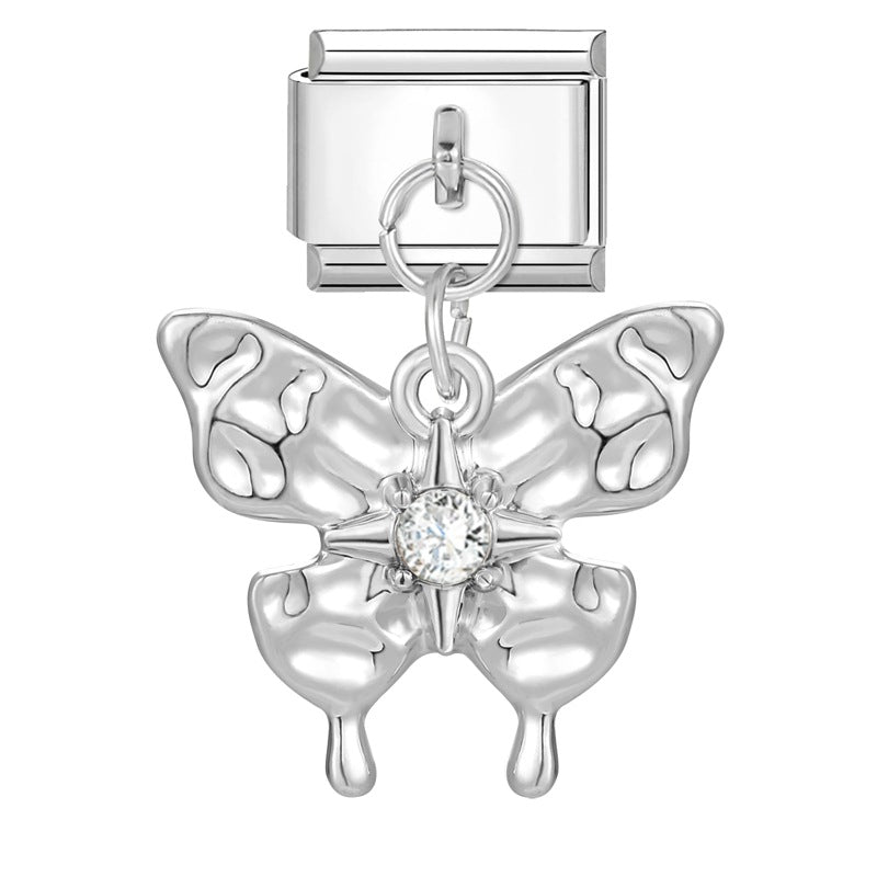 Wholesale Italian Charm Bracelet 9mm DIY Splicing Heart Pendant Stainless Steel Composable Bracelet