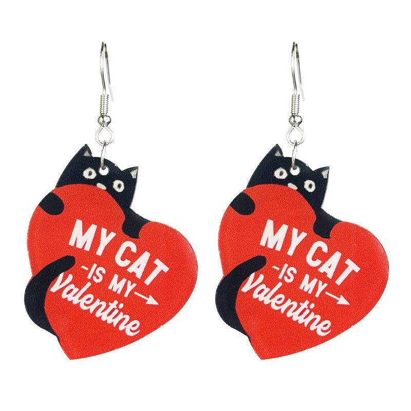 Wholesale 2Pairs/pack Valentine's Day Acrylic Cat Food Earrings ACC-ES-HY200