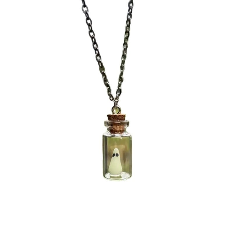 Wholesale  Cute Luminous Ghost Bottle Pendant Necklace