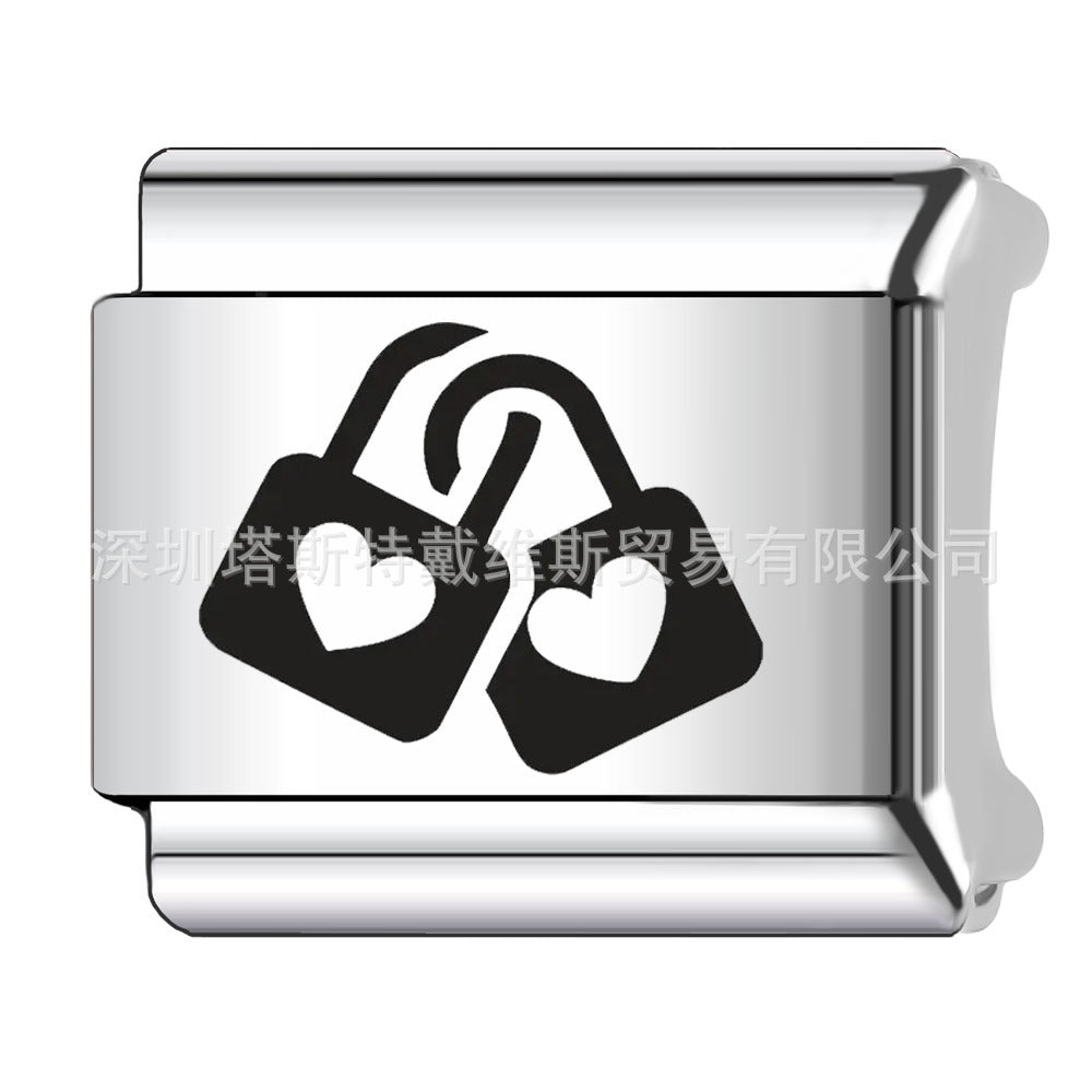 Wholesale 9mm Italian Charm Starter Bracelets DIY square Single Section Creative Stainless Steel Composable Bracelet