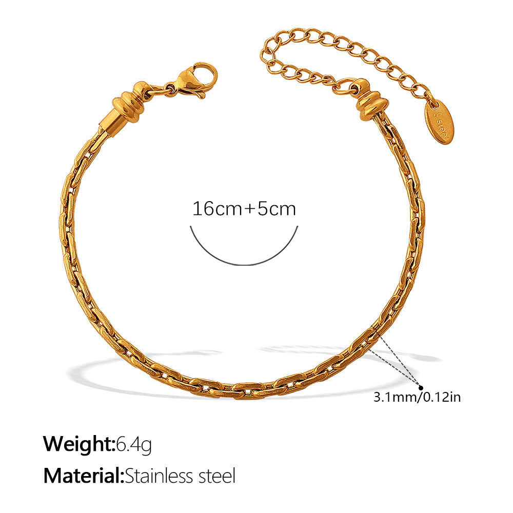 Wholesale Retro Accessible Luxury Stainless Steel 18K Texture Niche High-End Twist Snake Bone Wave Texture Shape Design Bracelet