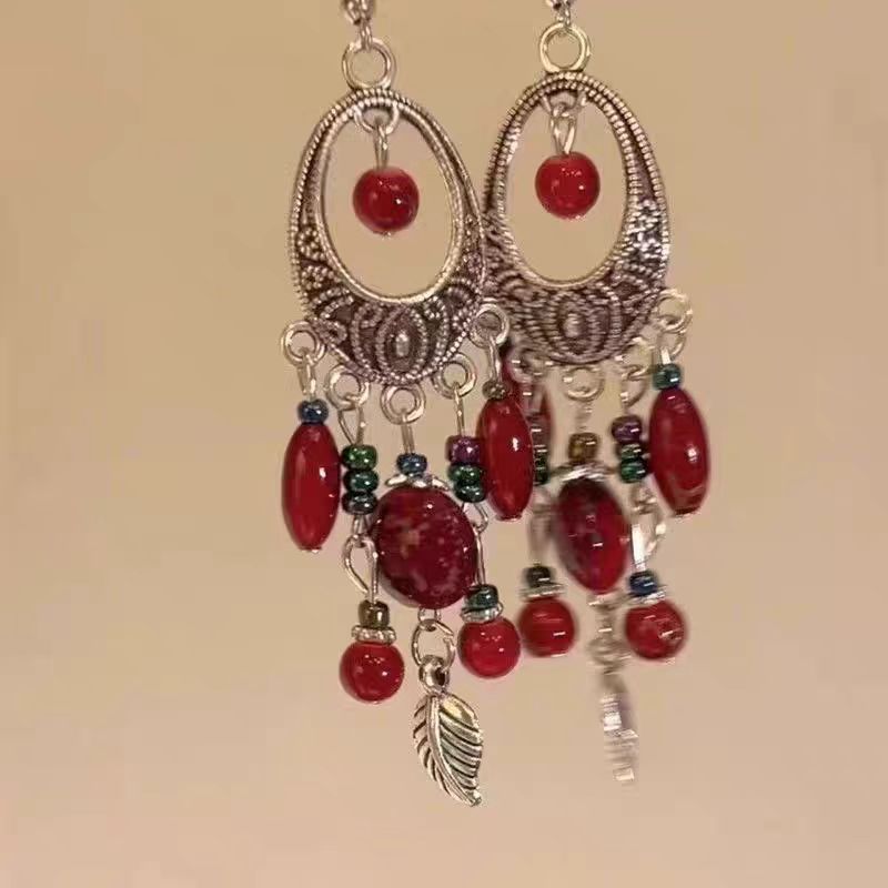 Wholesale Bohemian Tassel Earrings,  Alloy Electroplated Turquoise Color,  Party Wear Fashion Accessory
