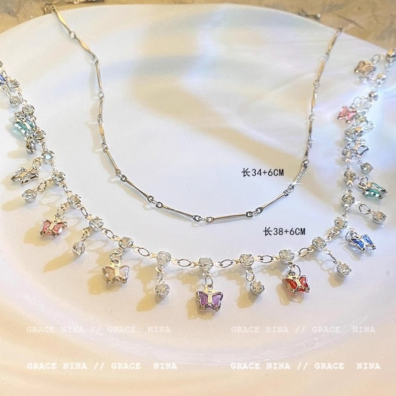Wholesale Copper Electroplated Butterfly Necklace Trendy Layering Jewelry Accessory for Women
