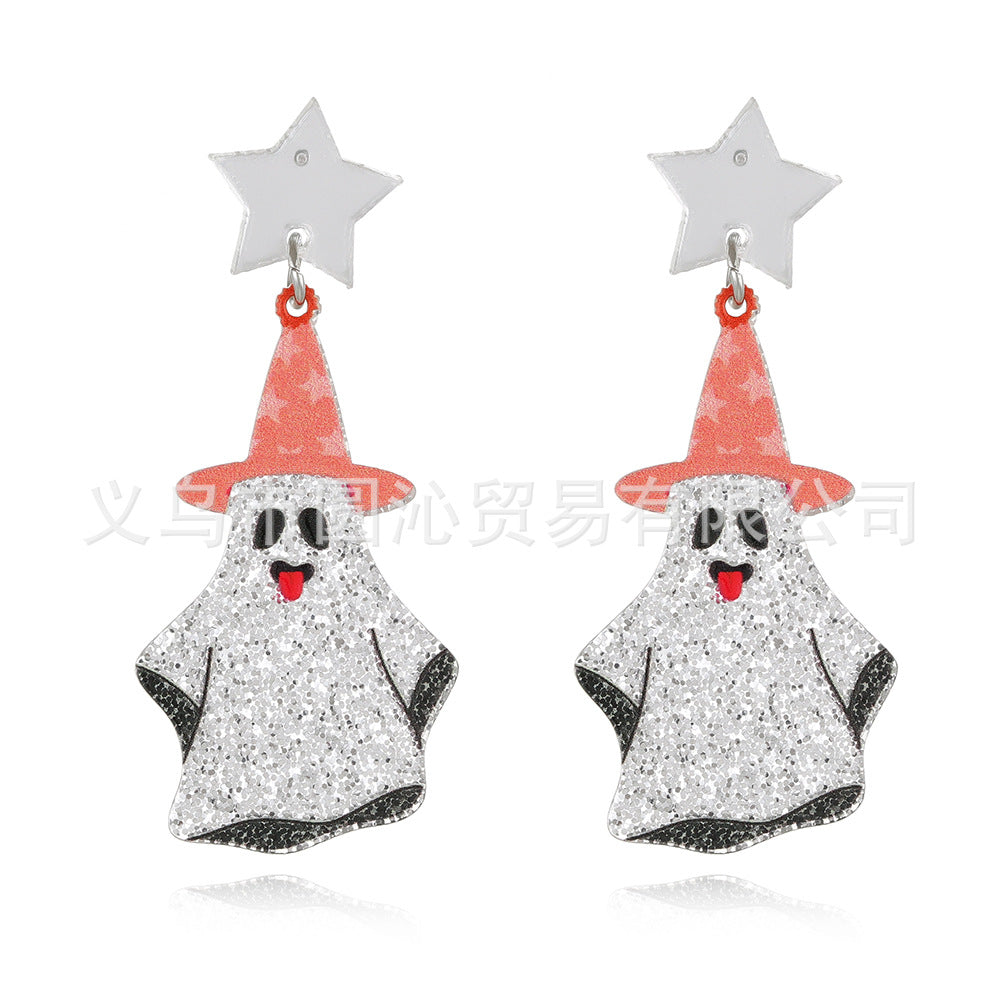 Wholesale Halloween Acrylic Earrings Cartoon Pumpkin Ghost Earrings ACC-ES-YuanQin005