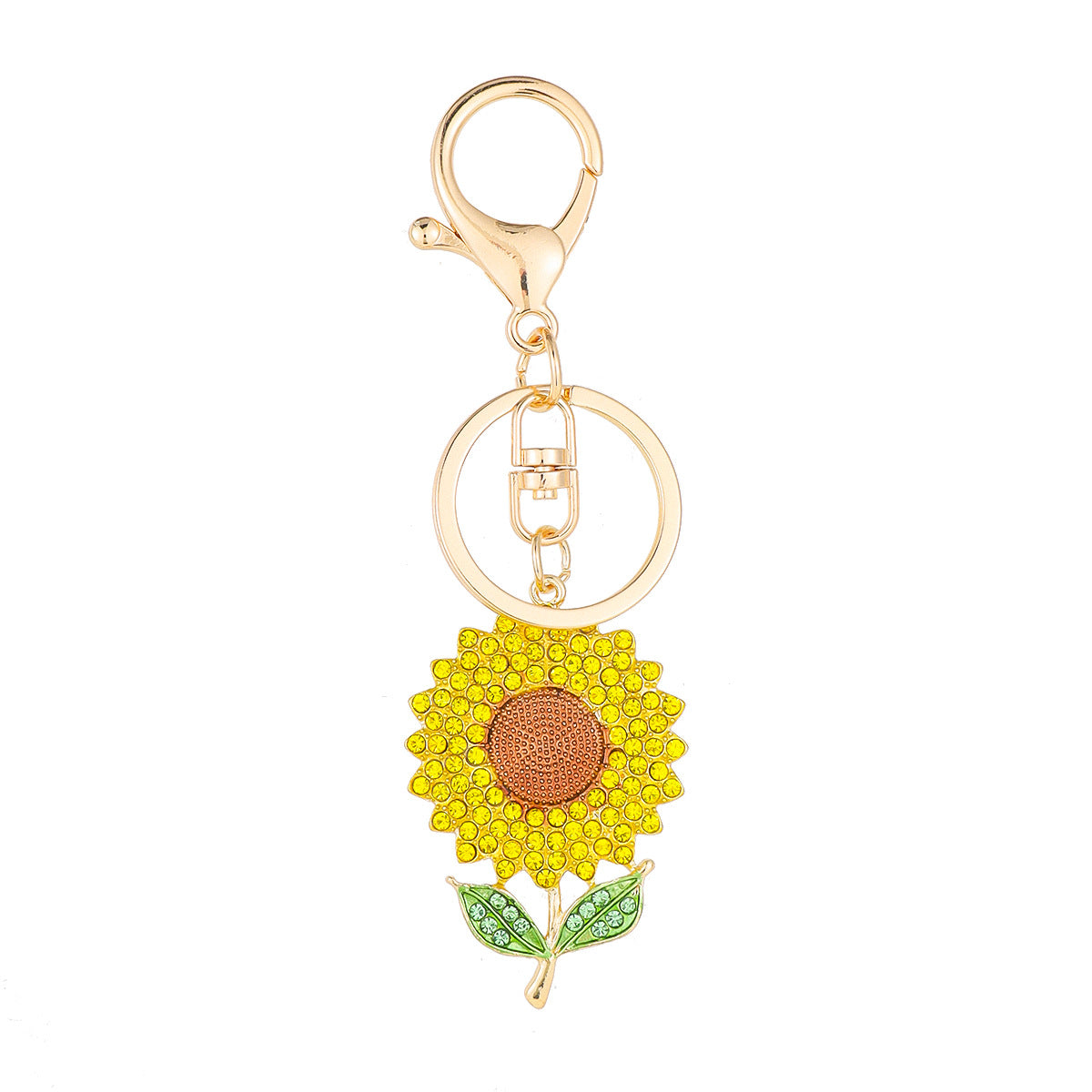 Wholesale Sunflower Keychain Alloy Inlaid with Diamonds Floral Metal Keychain