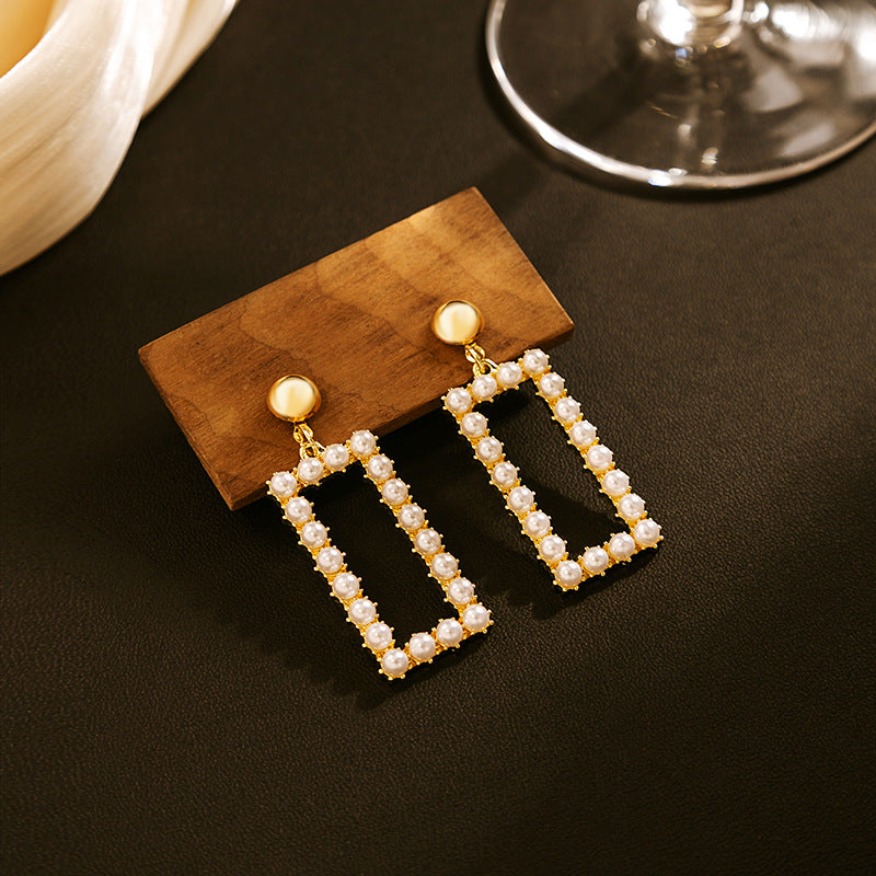 Wholesale pearl light luxury elegant silver needle steel needle alloy earrings ACC-ES-MDD007