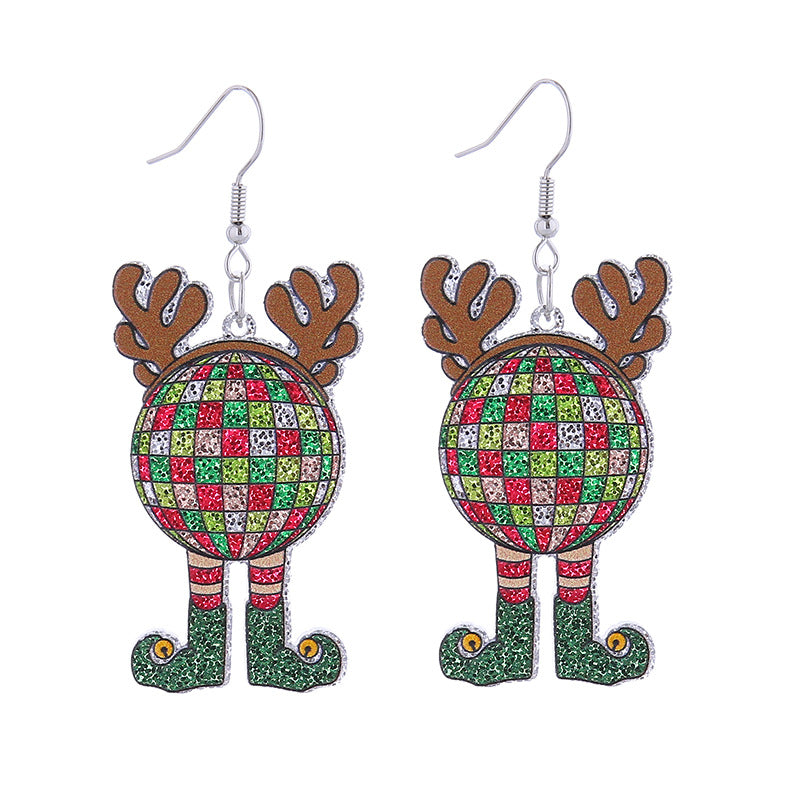 Wholesale Christmas Colorful Acrylic Elk Wine Glass Puppy Earrings ACC-ES-CT036