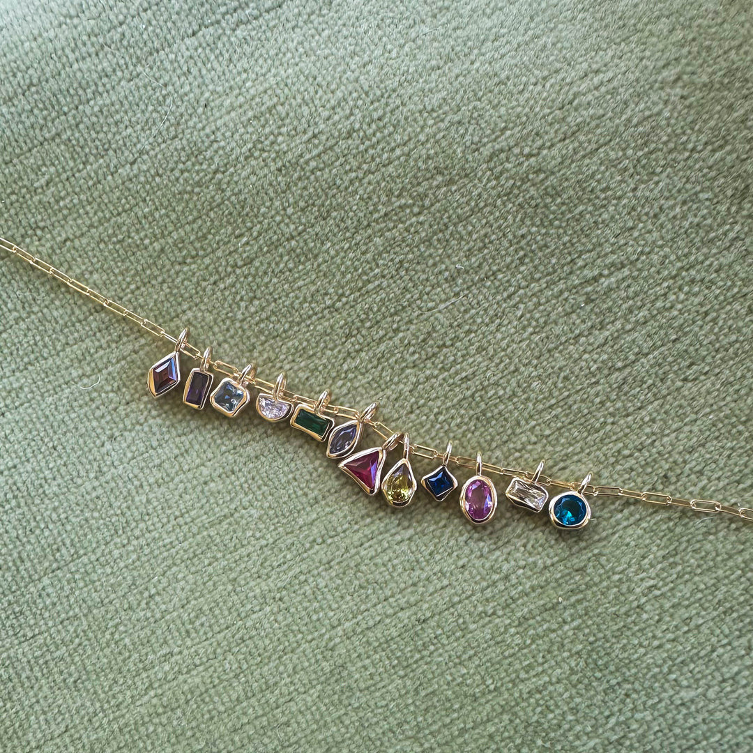 Wholesale DIY Birthstone Pendant Geometric Rectangle Earrings Necklace