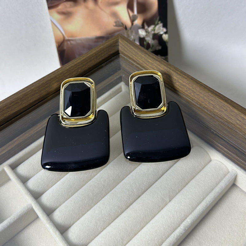 Wholesale  Geometric Square Gem Earrings Retro Simple Stylish Earrings