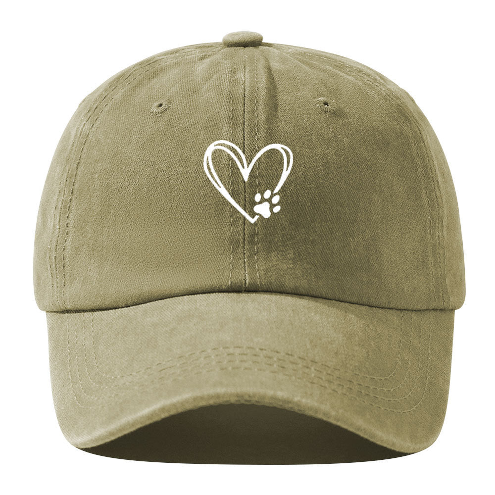 Wholesale Love Dog Paw Print Solid Color Washed Baseball Cap Hat ACC-HT-BenDe002