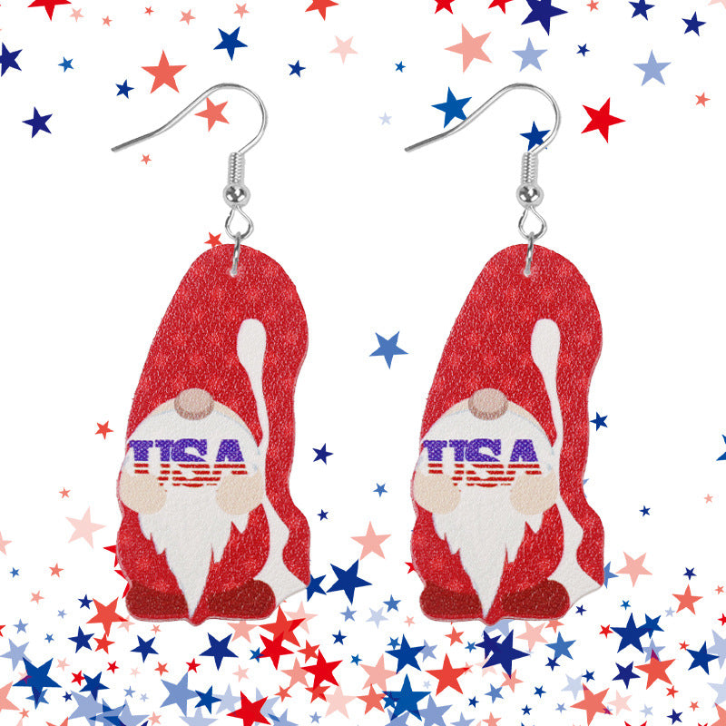 Wholesale  Independence Day Flag Color Matching Ladies Leather Earrings
