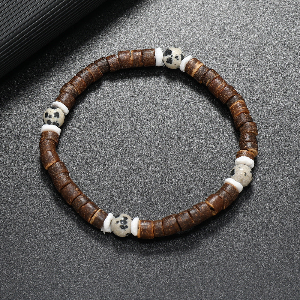 Wholesale Retro Ethnic Style nut Shell Natural Turquoise Bracelet