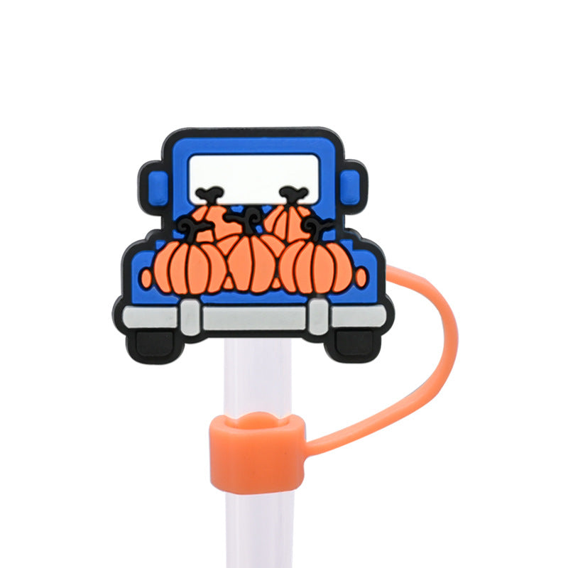 Wholesale Random 100pcs Autumn Series PVC Soft Straw Tube Cap