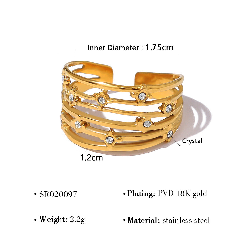 Wholesale Stainless steel retro palace style colored zirconium ring