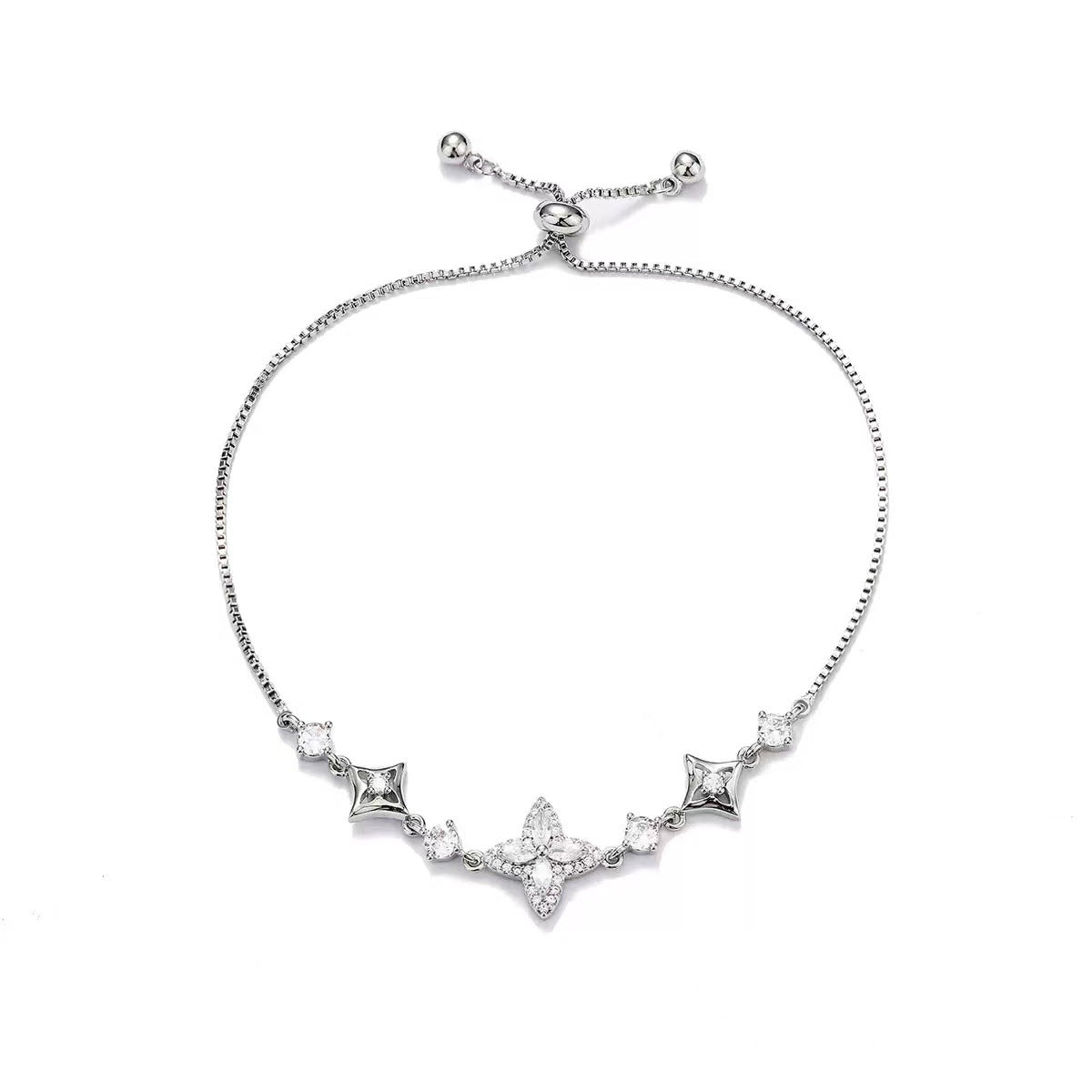 Wholesale Gold Plated Iris Flower Bracelet Full Rhinestones Pull Adjustable Fashion Jewelry Gift