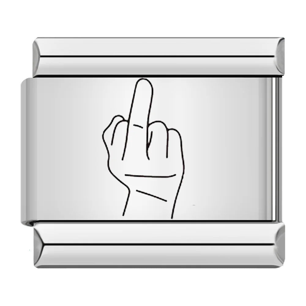 Wholesale Italian Charm Bracelet 9mm DIY Gesture Pattern   Creative Stainless Steel Composable Bracelet