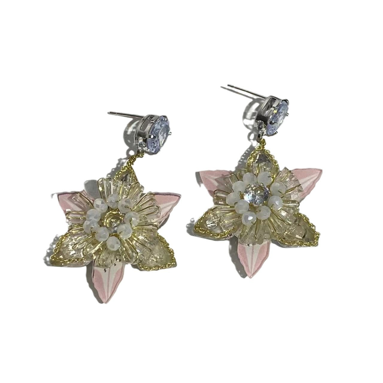 Wholesale Diamond Crystal Flower Light Luxury Earrings