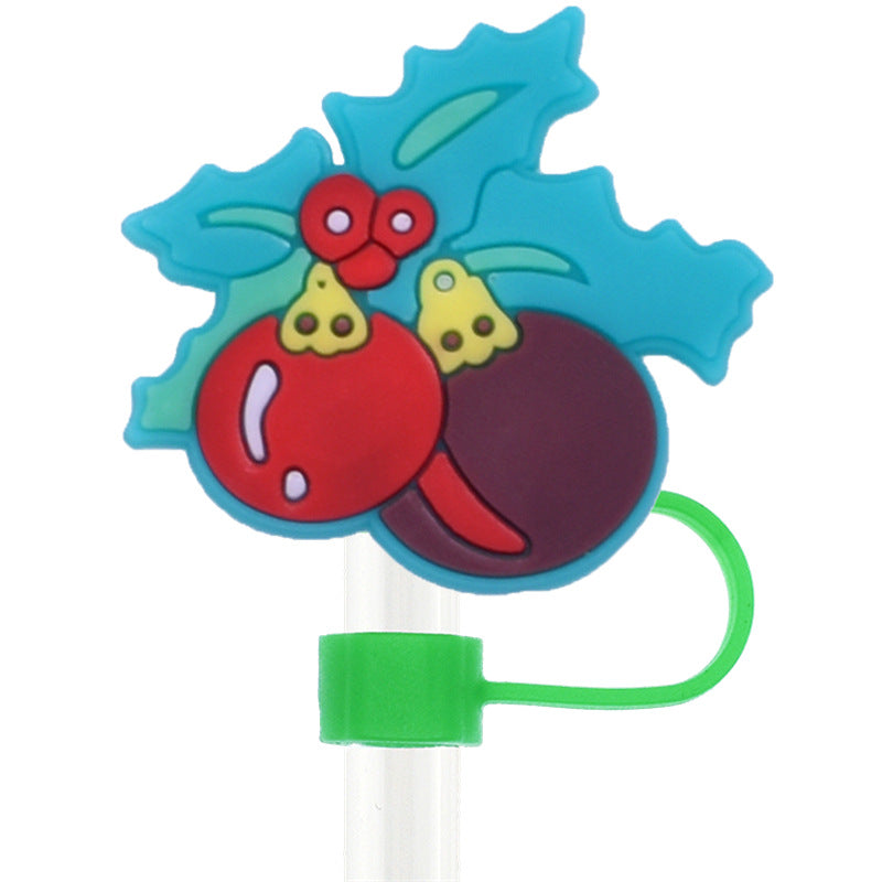 Wholesale Random 100pcs Christmas 10mm PVC Soft Straw Tube Cap ACC-SCR-RYY082