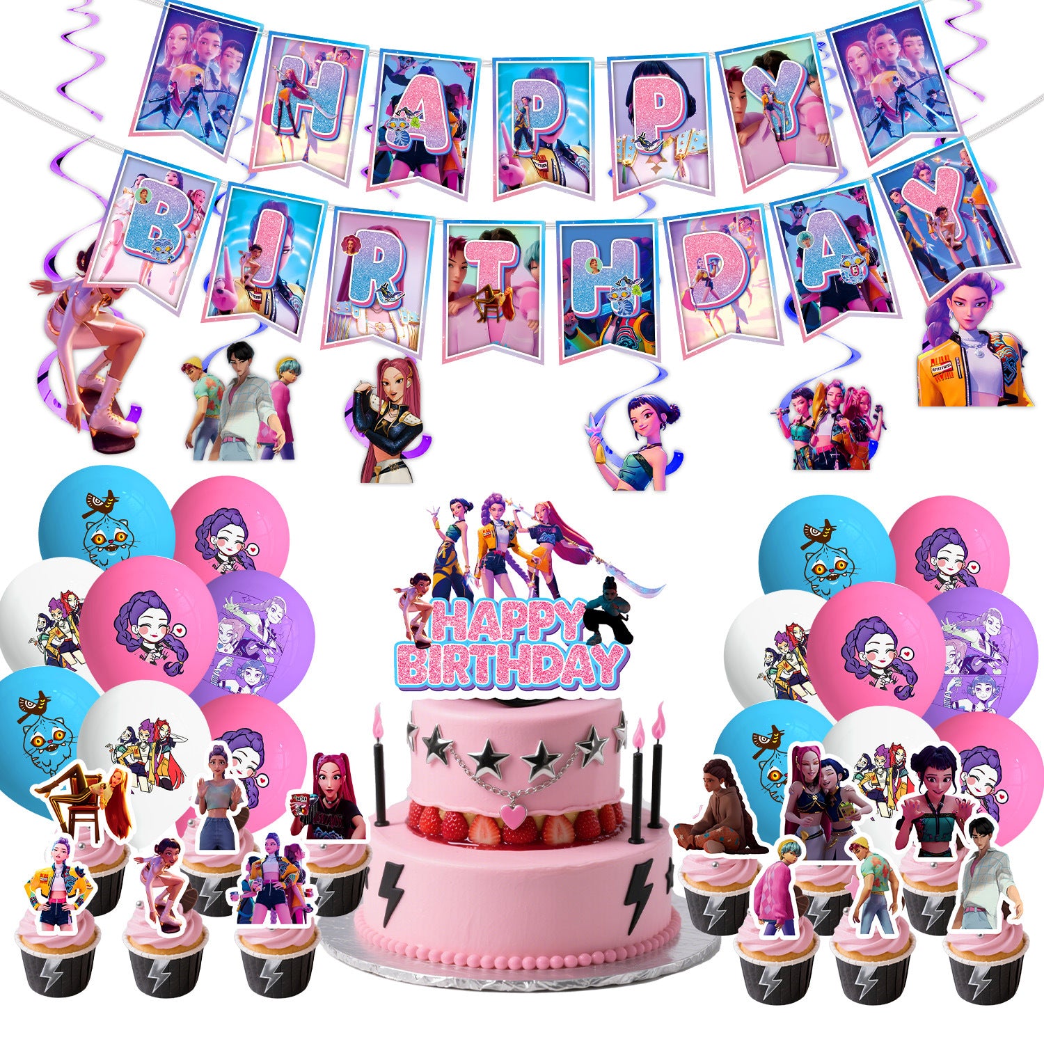 Wholesale KPOP  birthday party decoration tableware supplies atmosphere layout five-piece set kpop