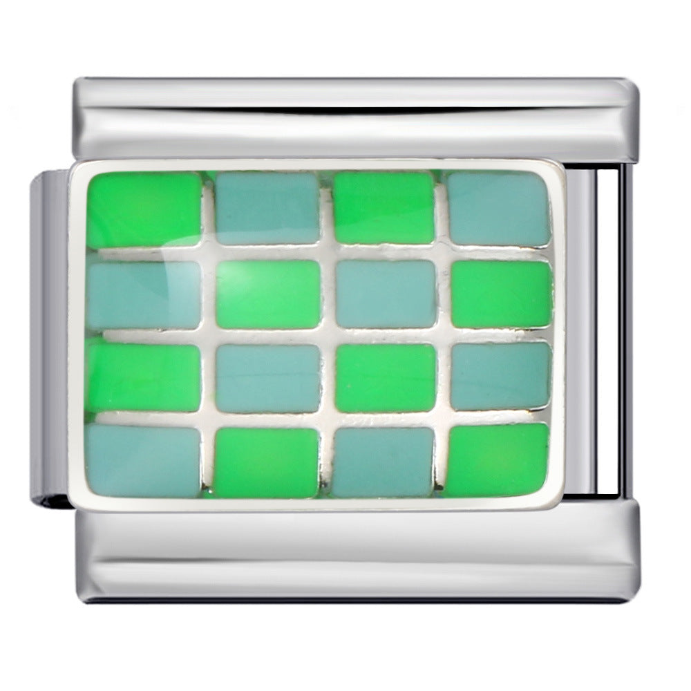 Wholesale Italian Charm Bracelet 9mm DIY Splicing Removable Colorful Checkerboard Series Stainless Steel Composable Bracelet