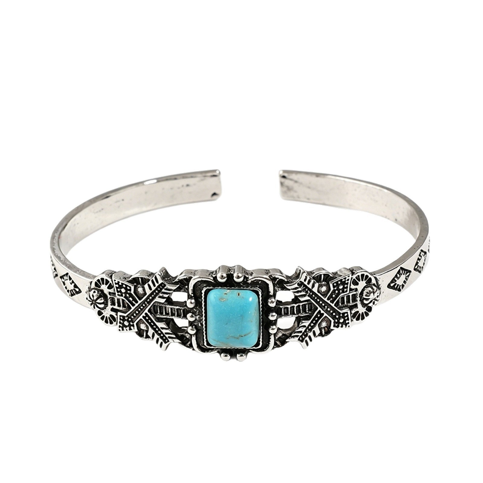 Wholesale Vintage Bohemian Turquoise Square Bracelet Chic Arrow Feather Jewelry Accessory For Party