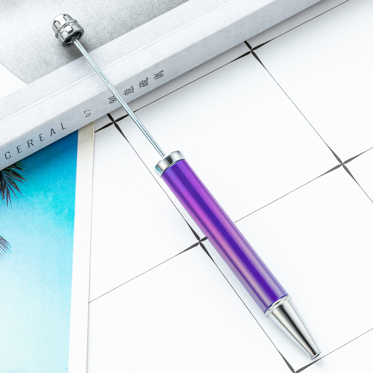 Wholesale Beadable Pens UV Electroplating Color Plastic DIY Beaded Pens Solid Color Pens