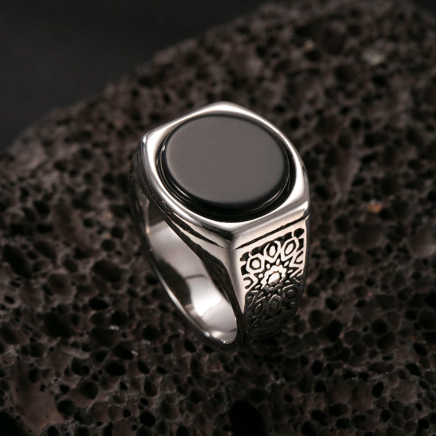 Wholesale Titanium Steel Vintage Punk Geometric Ring Set,  Fashion Accessory for Everyday Wear