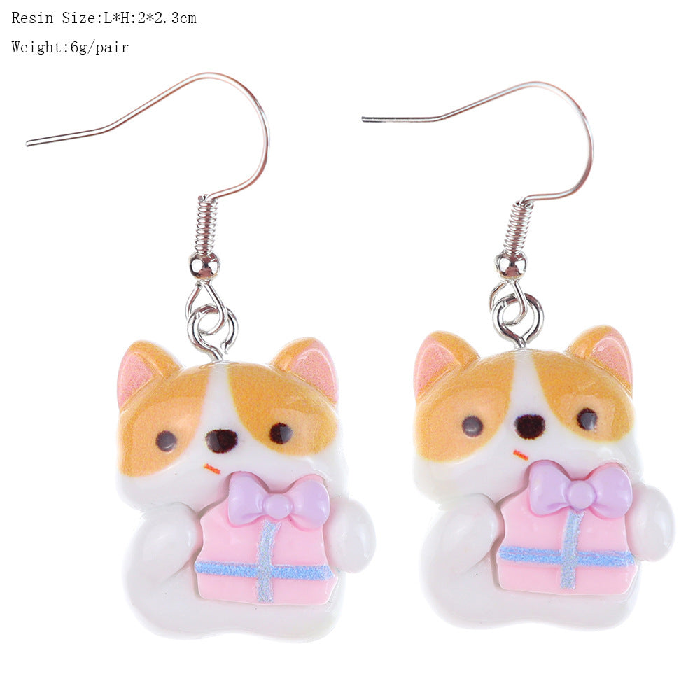 Wholesale  fun cute cartoon animal yellow and white dog earrings