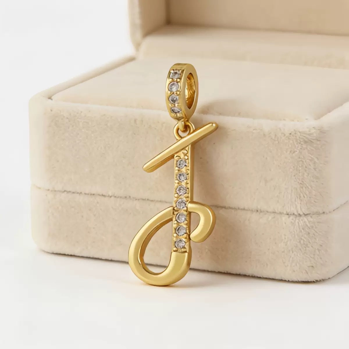 Wholesale Gold Plated Copper Letter Pendant with Zircon,  Pan Style DIY Necklace Accessory