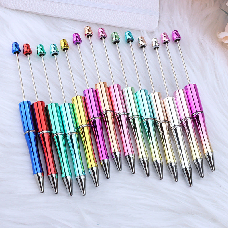 Wholesale 5PCS Beadable Pens UV Electroplated Plastic Gradient Color DIY Beaded Pens ACC-PN-JinBN014