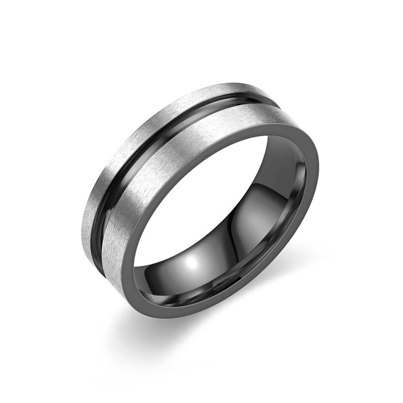 Wholesale  Titanium Steel Frosted Two-Color Ring for Men