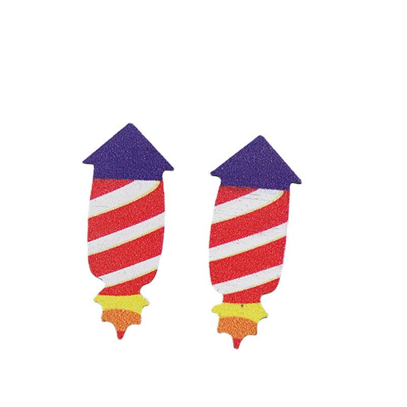 Wholesale  National Day USA dwarf Eagle rocket cute small ear studs wooden ear studs