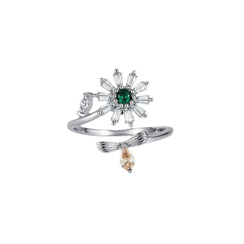Wholesale Flower Shape Opening Ring Adjustable Rotating Ring