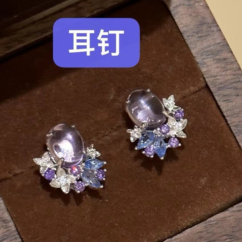 Wholesale Electroplated Alloy Wisteria Flower 3 Piece Jewelry Set Necklace Earrings Ring For Women Elegant Banquet Fashion Accessory