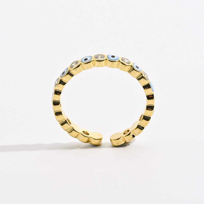 Wholesale Devil's Eye Brass Open Zircon Ring
