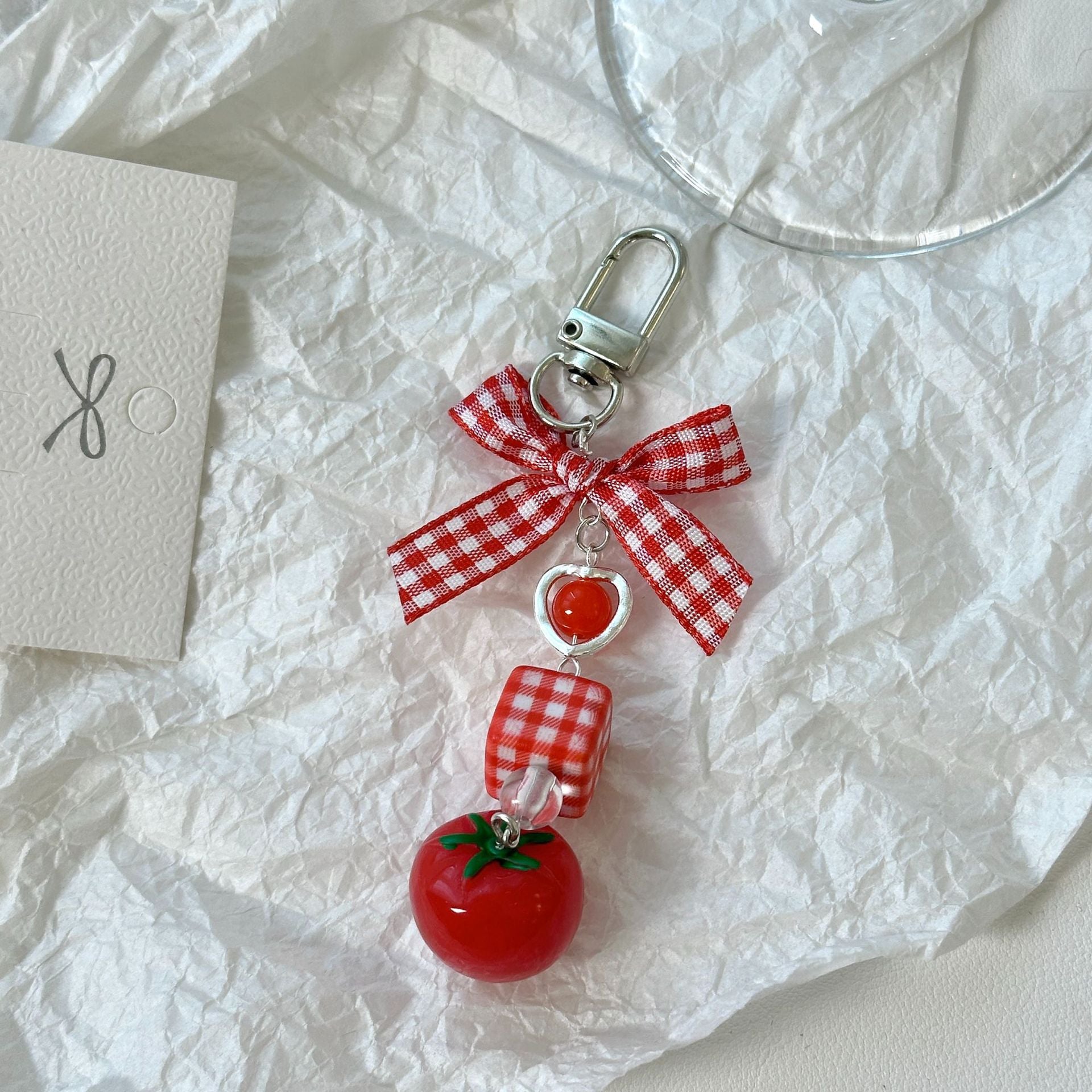 Wholesale  Strawberry Bow Beaded Keychains
