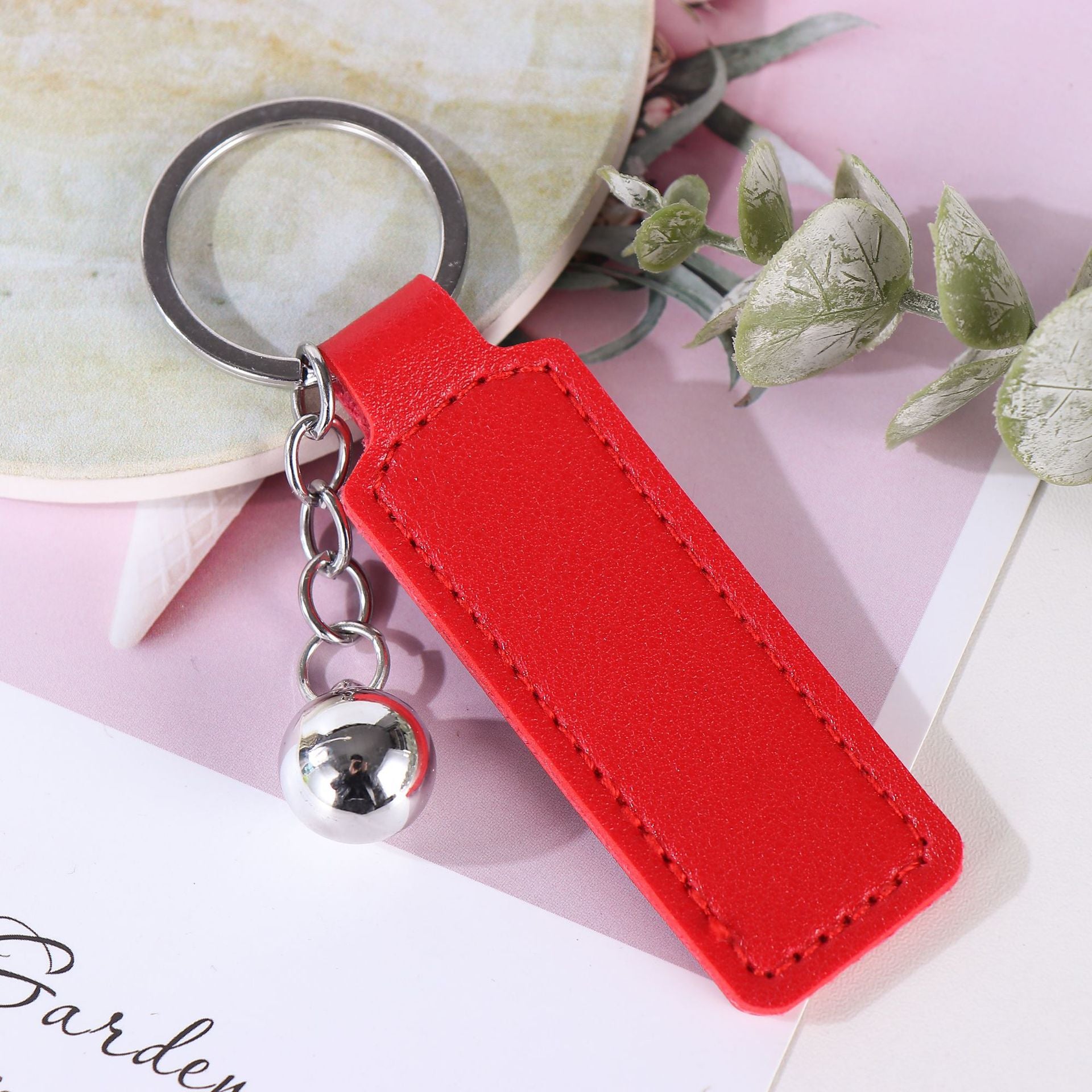 Wholesale  PU Leather Keychain Simple Business Car Keychain Accessories Keychain Ring Printable Logo