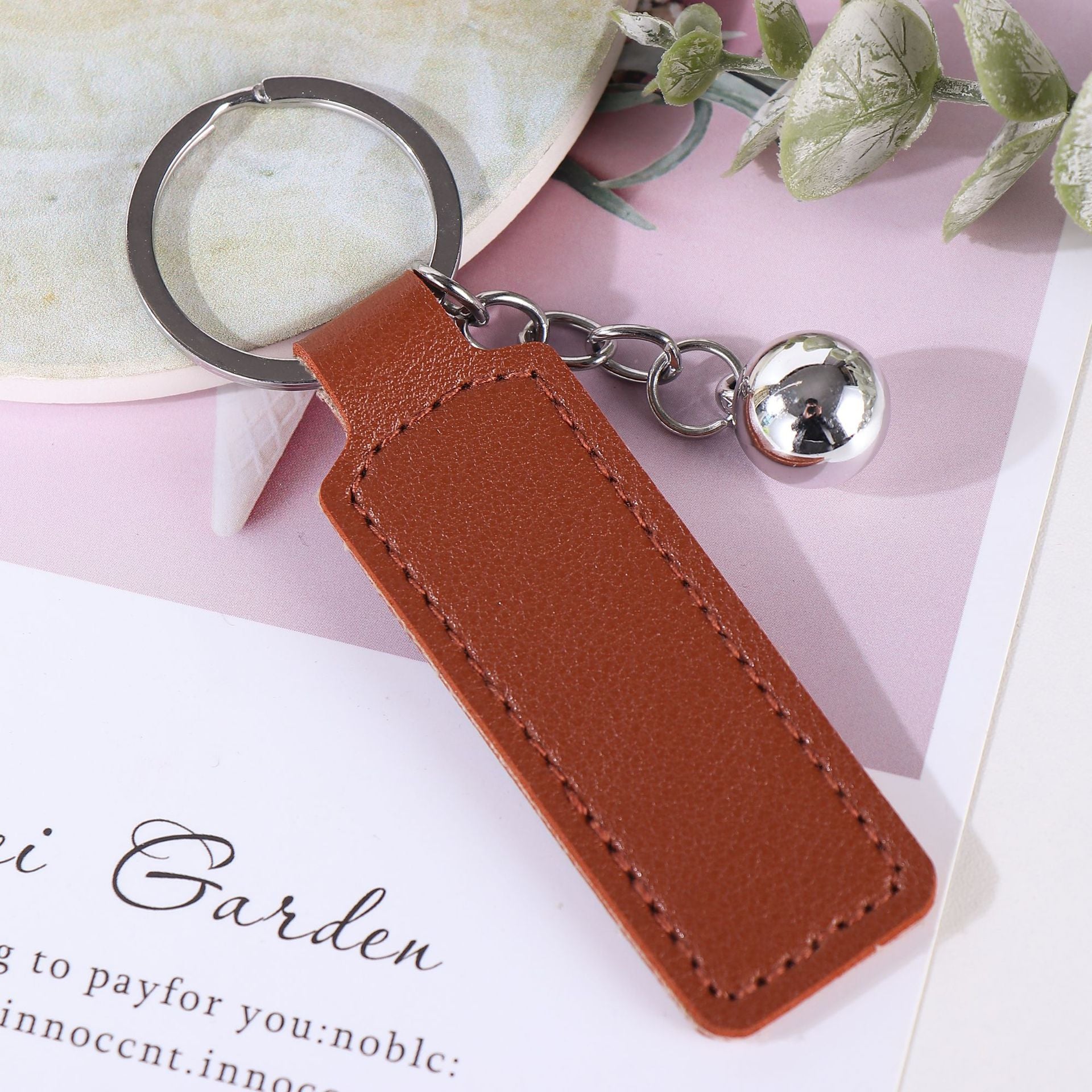 Wholesale  PU Leather Keychain Simple Business Car Keychain Accessories Keychain Ring Printable Logo