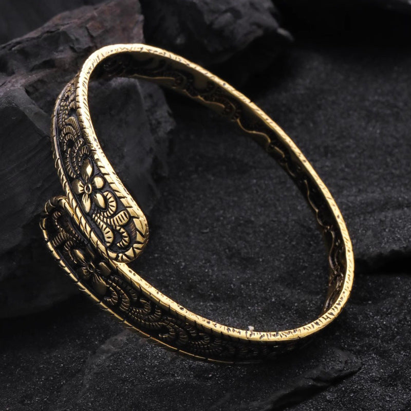 Wholesale Antique Gold Flower Bracelets Vintage Hand Jewelry ACC-BT-Wanshen002