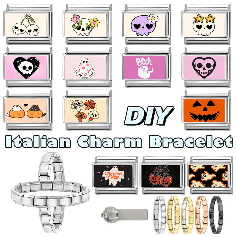 Wholesale -Themed Stainless Steel Creative Modular Bracelet for DIY Jewelry Accessory