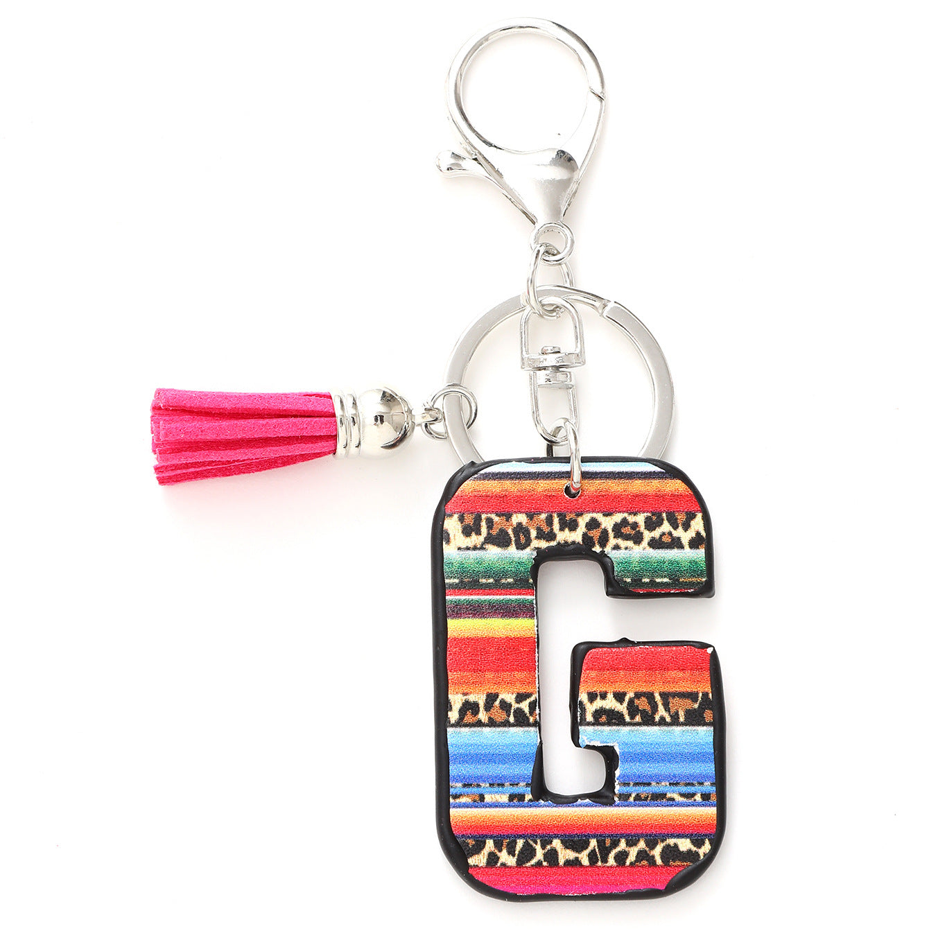 Wholesale Western Style Aztec Leopard Leather Letter Tassel Keychain ACC-KC-YTian009